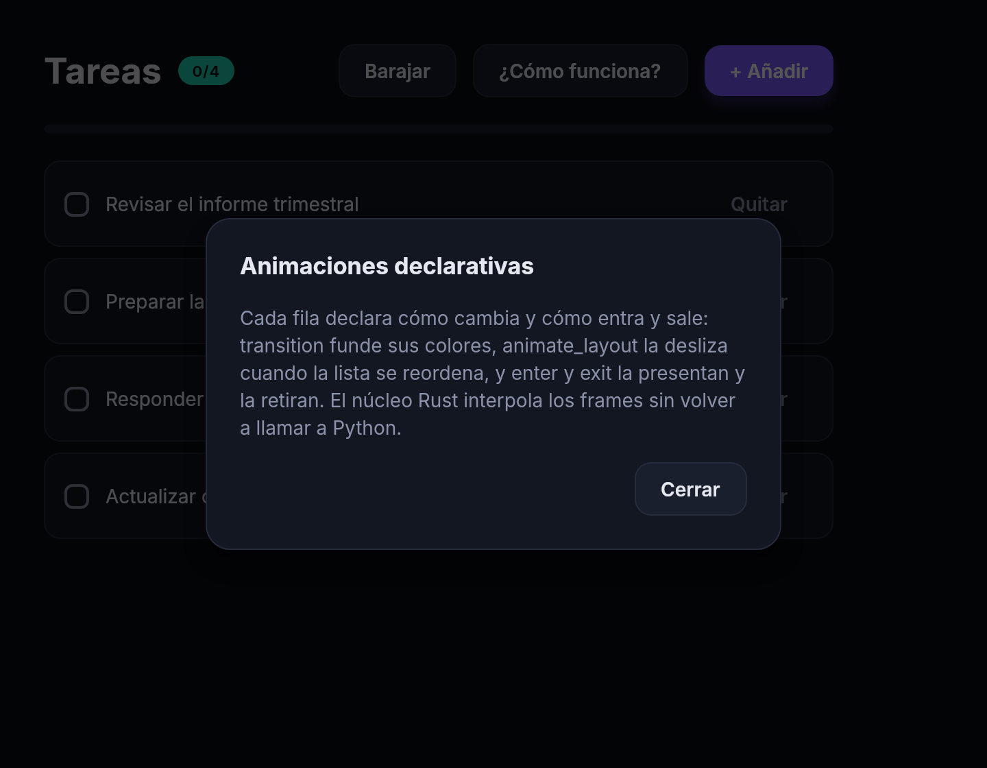Diálogo modal con su entrada animada